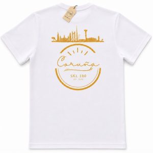 camiseta coruña skl 180 blanca y dorada