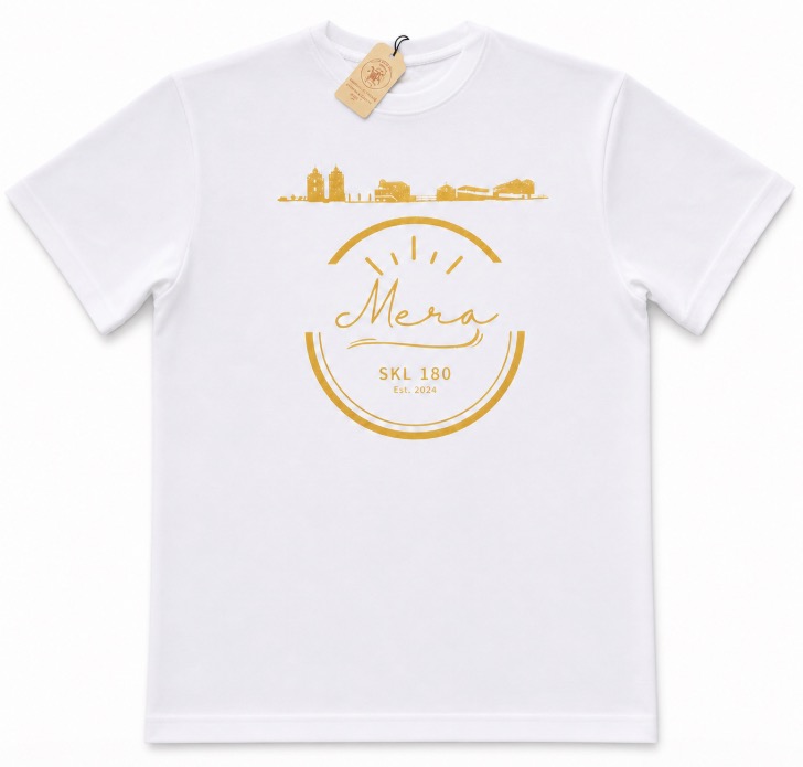 camiseta mera skl 180 blanca y dorada camiseta mera skl 180 blanca y dorada